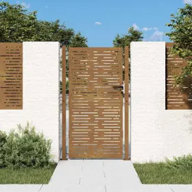 153255 Vidaxl Garden Gate 41.3 Inch X78.7 Corten Steel Square Design