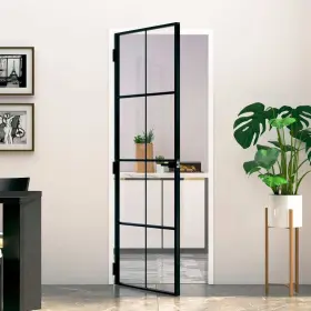 153662 Vidaxl Interior Door Black 29.9 Inch X79.3 Tempered Glass&aluminum Slim