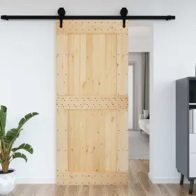 154441 Vidaxl Door Narvik 39.4 Inch X82.7 Solid Wood Pine