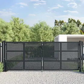 154573 Vidaxl Patio Gate Anthracite 157.5x49.2 Inch Steel