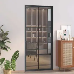 350566 Vidaxl Interior Door 36.6 Inch X79.3 Black Esg Glass And Aluminum