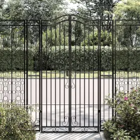 363433 Vidaxl Garden Gate Black 47.6 Inch X3.1 X70.9 Wrought Iron
