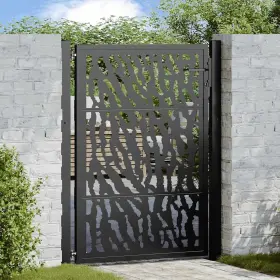 4100980 Vidaxl Patio Gate Black 41.3x51.2 Inch Steel Trace Design