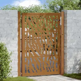 4100985 Vidaxl Patio Gate 41.3x51.2 Inch Weathering Steel Trace Design