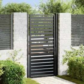 42004149 Vidaxl Patio Gate Lockable Black 39.4x70.9 Inch Aluminium
