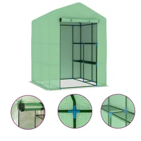 48167 Vidaxl Greenhouse Green Polyethylene Mesh Fabric Large Shelving