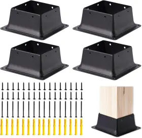 30562 Vigtayue 4 X Post Base Pcs Inner Size 3.6 Inch X3.6 Deck Heavy Duty Metal