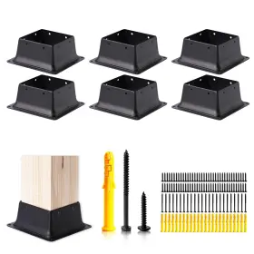 30563 Vigtayue 4 X Post Base 6 Pcs Inner Size 3.6 Inch X3.6 Deck Heavy Duty Metal
