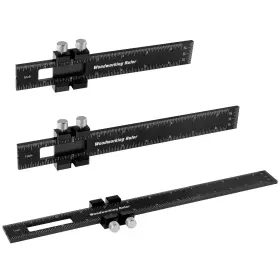 Violetfox 748521523737 Woodworking Ruler 3pcs Precision Pocket Metal Slide Rule Inc