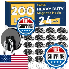 B0fszrvxzs Vskiz 200lbs Magnetic Carabiner Hooks24 Pack Black Strong Hooks Heavy