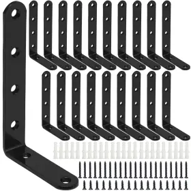 Vyndicca 733039592276 20 Pcs Corner Brace Black L Bracket For Shelves Furniture Wood Heavy Duty S