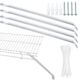 Zrcd9558t-11-kusdp Waybas 4pcs 12inch Wire Shelf Brackets Metal White Closet Support Bracket With Anch