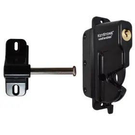 Weatherables 841294136613 Key-lockable Gate Latch Keystone Black Zinc Diecast Metal 1-sided