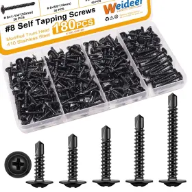Weideer 711181179194 180pcs #8 Self Tapping Screws For Metal Sheet 410 Stainle