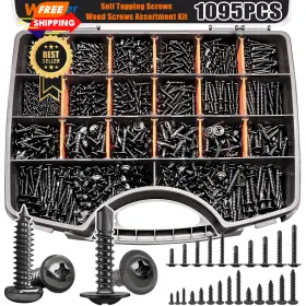 K-g107-1095pcs-bk Weideer 1095pcs Self Tapping Screws For Metal Truss Head And Pan Black