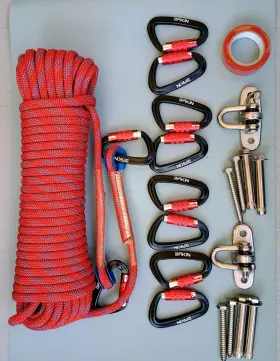 Wellington 071514401157 Cuerda 10mm Uso M Ltiple Con Juego De 10 Mosquetones Y 2 Ganchos Pared