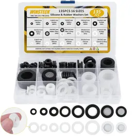 Winsteck 432285433273 Rubber And Silicone Gasket Washers Kit - 135 Pcs 16 Sizes Garden Hose Washer