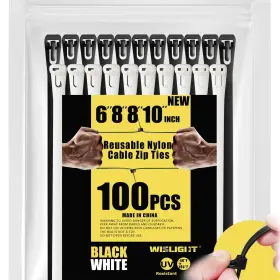 Gncx-reusezip-4x25 Wislight Reusable Zip Ties Self-locking Plastic Wire Electrical Cable 120 Lb