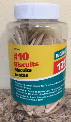 2991405 Wolfcraft #10 Compressed Wafer-shaped Wood Joining Biscuits 125 Pc. Jar