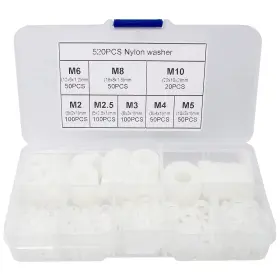 60146 Wolfride 520pcs Nylon Flat Round Washer Assortment Plastic Washers Spacers