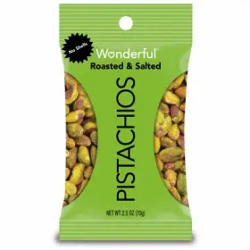 91013 Wonderful Pistachios 8 Pack - Roasted And Salted No Shells 2.5 Oz