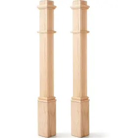 Min-wonderjune-56 Wonderjune 2 Pcs Red Oak Stair Newel Post 48 Inch Solid Wood Box Contemporary With Pedes