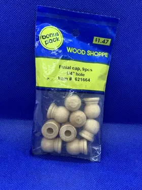 621664 Wood Shoppe Finial Cap 9 Pieces 1/4 Inch Hole Item #