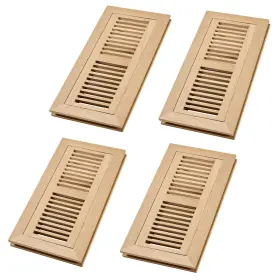 Wood Vents Decoration 652569490282 4 Pcs Pack Hardwood White Oak Floor Register Flush Mount Vent 4x12 Inch No
