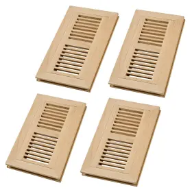 Wood Vents Decoration 652569490312 4 Pcs Pack Hardwood White Oak Floor Register Flush Mount Vent 4x10 Inch Wi