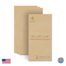 B0clbh89q5 Woodpeckers Baltic Birch Plywood 15x30x1/8 Inch 3mm Craft Wood B/bb Grade - 4 Pack