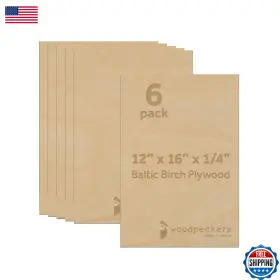 B0dv84pkn7 Woodpeckers 6mm Baltic Birch Plywood 1/4 Inch X12 X16 6-pack B/bb Grade Craft Wood Cnc Laser