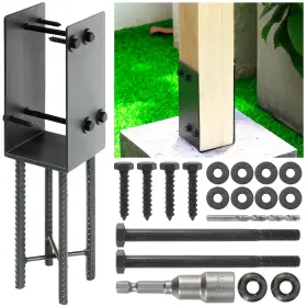 Wowace 726323357187 4 Inch X4 Actual 3.5 X3.5 Wet Concrete Foundation U-shape Post Base Holder For
