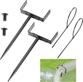 Wysiwyka 744759539960 Black Rainwater Downspout Bracket With Strap Adjustable Heavy-duty Galvanized I