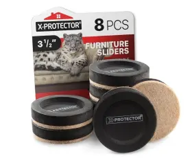 B0bl1bfvyh X-protector 3.5 Inch Felt Furniture Sliders 8 Pcs Moving Pads Floor Protectors Round