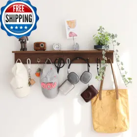 B0gdx57494 Xaomlp Marine Plywood Wall Mounted Coat Rack Shelf Key Hooks 5 Brass