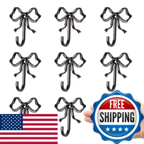 B0fg23clq3 Xhipy 10 Pcs Black Bow Hooks Wall Decorative Room Bathroom Love Shack Fanc