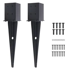 J023745 Xihuwz 2 Pcs 4 Inch X4 Fence Post Anchor Inner Size 3.6 X3.6 Heavy 22 Black