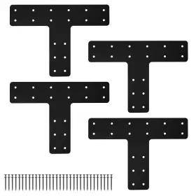 Xzwmy 768571407757 T Post Bracket 4pcs 14x10ftft Flat Mending Plate For Wood 4x4 6x6 Lumber Bla