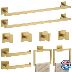 B0f7r9clzy Yacvcl Towel Bar Set 10-piece Brushed Gold Bathroom Hardware