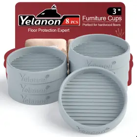 B0bp13dr7b Yelanon 8-pack 3 Inch Rubber Furniture Coasters Floor Protectors Non-slip Pads