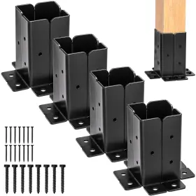 41706 Yesland 8 Pcs Adjustable Deck Post Anchor Base Brackets Fit 1.5x1.5 Black