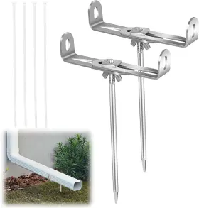 Yiyirea 744110094916 2 Pack Rainwater Downspout Bracket Adapters Heavy Duty Galvanized Iron