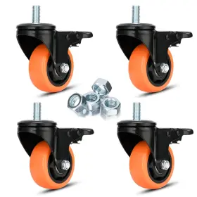 Yoogaa 753165903845 Heavy Duty Swivel Wheels 3 Inch Pvc Casters With Stem 1/2 -13 X 1 Dual Lock