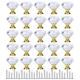 Yourgift 710667513958 25 Pack Drawer Knobs Diamond Shaped Crystal 30 Mm Gold