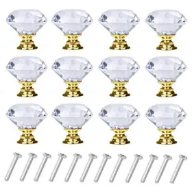 Yourgift 710667513965 12 Pack Drawer Knobs Diamond Shaped Crystal 40 Mm Gold