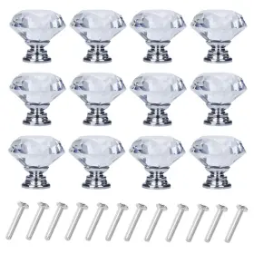 Yourgift 750073745802 6 Pack Drawer Knobs Diamond Shaped Crystal 30 Mm Silver