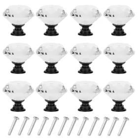 Yourgift 762409814649 12 Pack Drawer Knobs Diamond Shaped Crystal 40 Mm Black