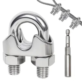 Yox01 Yoxmulk 10 Pcs M5 3/16 Inch Stainless Steel Wire Rope Cable Clamp Clips Cla