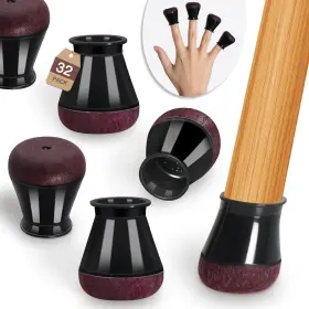 B0bx99sr6r Yozon 32pc Chair Leg Floor Protectors Felt Pads Silicone Caps Black 1/2 Inch -3/4 Ro