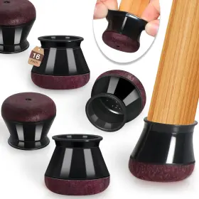 B0bx9dfbs5 Yozon Chair Leg Floor Protectors 16pk Black Silicone Felt Caps Anti-scratch Noise Redu